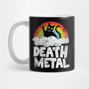 Funny Death Metal Cat Gift Rainbow Heavy Metal Mug